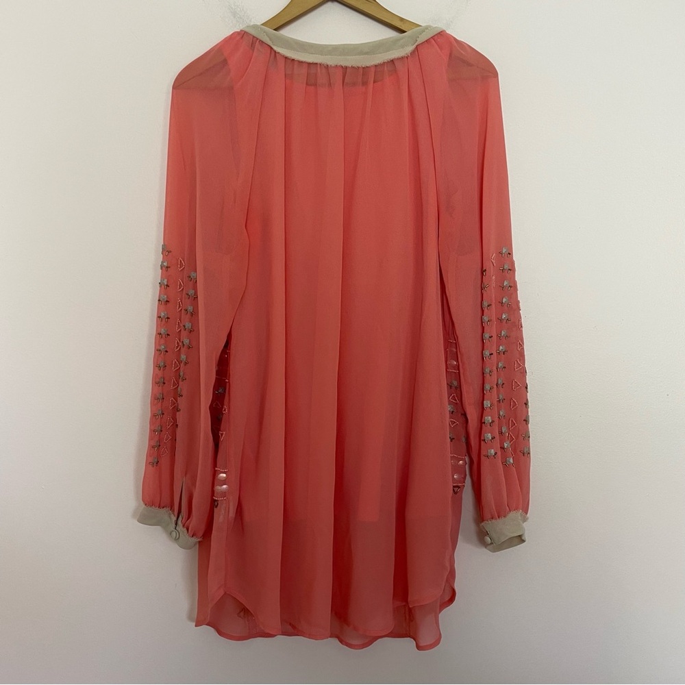 Soft Surroundings Peach Pink Beaded Tassel Tank Top and Blouse Set Size Medium - Picture 2 of 4